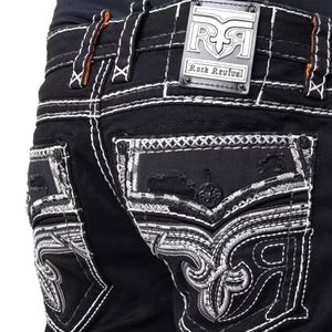 🆕️Rock Revival Black Greyton Shorts. Men's Size: Waist 30x14 Inseam.